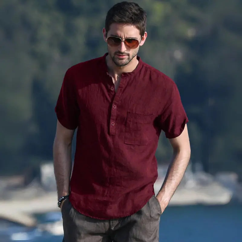 Zulski® Men’s Linen Short Sleeve Shirt – S1054