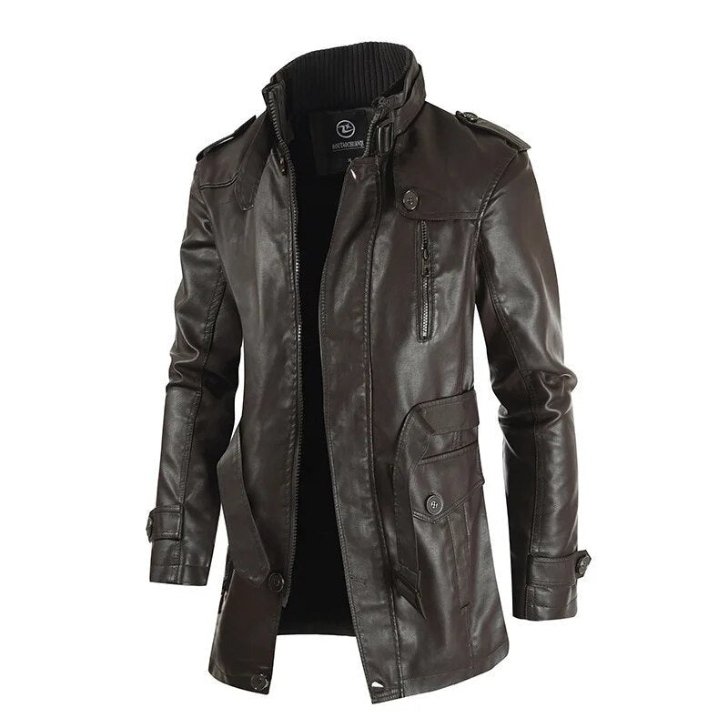 Zulski® Men’s Long Leather Jacket
