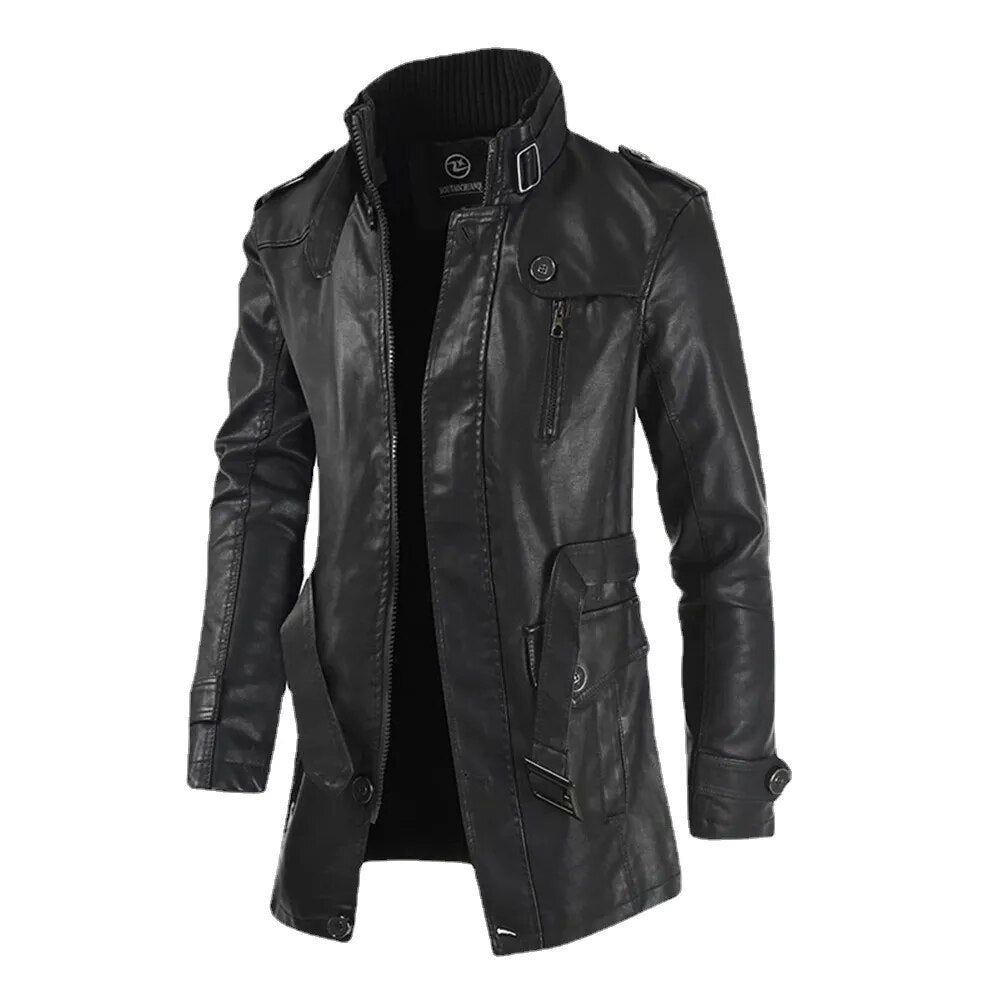 Zulski® Men’s Long Leather Jacket