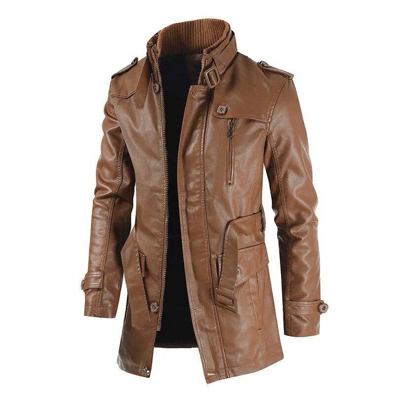 Zulski® Men’s Long Leather Jacket