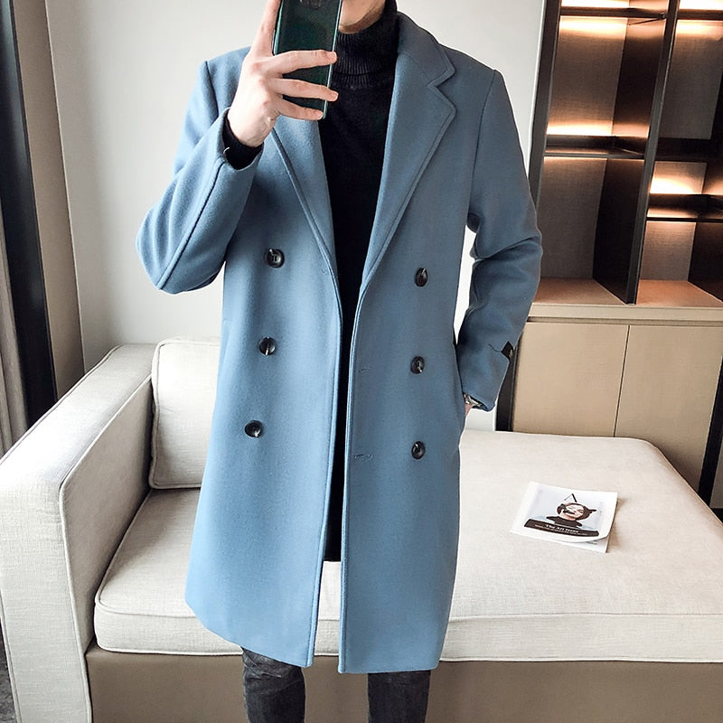 Zulski® Men’s Double-Breasted Long Overcoat
