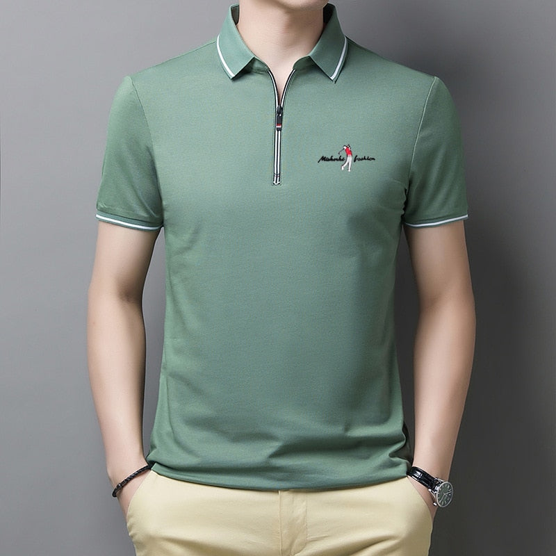 Zulski® Men’s Cotton Polo Shirt with Zipper