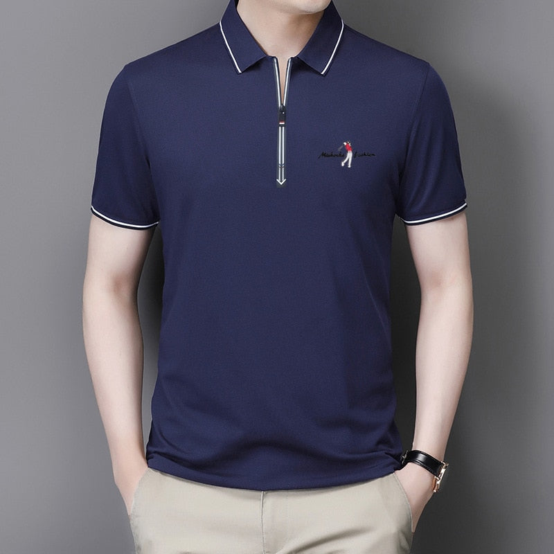 Zulski® Men’s Cotton Polo Shirt with Zipper